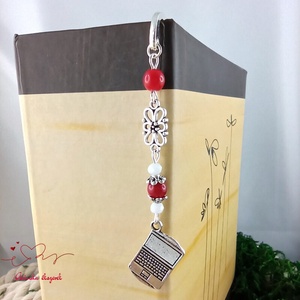 Piros laptop notebook könyvjelző  - könyv & zene - könyvjelző - Meska.hu