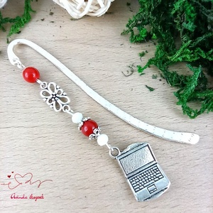 Piros laptop notebook könyvjelző  - könyv & zene - könyvjelző - Meska.hu