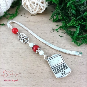 Piros laptop notebook könyvjelző , Könyv & Zene, Könyvjelző, Ékszerkészítés, Gyöngyfűzés, gyöngyhímzés, MESKA