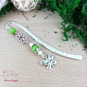 Zöld pillangó könyvjelző , Könyv & Zene, Könyvjelző, Ékszerkészítés, Gyöngyfűzés, gyöngyhímzés, MESKA