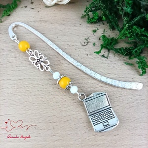 Sárga laptop könyvjelző könyvékszer  - könyv & zene - könyvjelző - Meska.hu