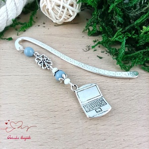 Szürke laptop notebook könyvjelző, Könyv & Zene, Könyvjelző, Ékszerkészítés, Gyöngyfűzés, gyöngyhímzés, MESKA