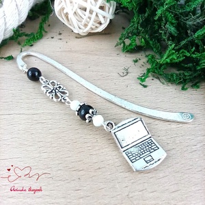 Fekete laptop notebook könyvjelző , Könyv & Zene, Könyvjelző, Ékszerkészítés, Gyöngyfűzés, gyöngyhímzés, MESKA