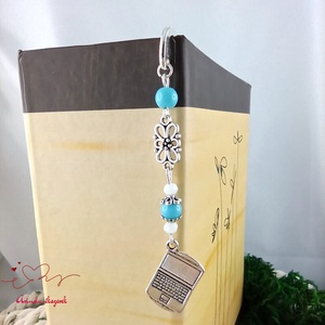 Világoskék laptop könyvjelző  - könyv & zene - könyvjelző - Meska.hu