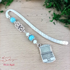 Világoskék laptop könyvjelző , Könyv & Zene, Könyvjelző, Ékszerkészítés, Gyöngyfűzés, gyöngyhímzés, MESKA