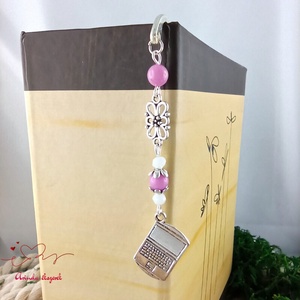 Lilásrózsaszín laptop könyvjelző  - könyv & zene - könyvjelző - Meska.hu