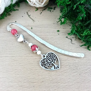 Piros szív életfa könyvjelző, Könyv & Zene, Könyvjelző, Ékszerkészítés, Gyöngyfűzés, gyöngyhímzés, MESKA