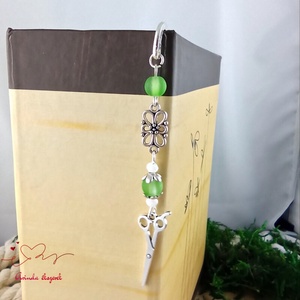 Zöld olló könyvjelző - könyv & zene - könyvjelző - Meska.hu