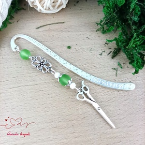 Zöld olló könyvjelző - könyv & zene - könyvjelző - Meska.hu