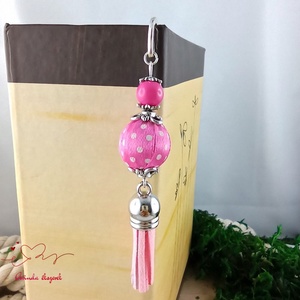 Pink pöttyös könyvjelző  - könyv & zene - könyvjelző - Meska.hu