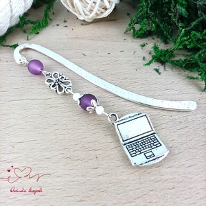 Lila laptop notebook könyvjelző , Könyv & Zene, Könyvjelző, Ékszerkészítés, Gyöngyfűzés, gyöngyhímzés, MESKA