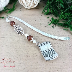 Barna laptop notebook könyvjelző , Könyv & Zene, Könyvjelző, Ékszerkészítés, Gyöngyfűzés, gyöngyhímzés, MESKA