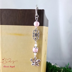 Rózsaszín pillangó könyvjelző  - könyv & zene - könyvjelző - Meska.hu