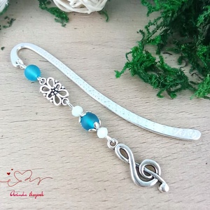 Világoskék violinkulcs könyvjelző  - könyv & zene - könyvjelző - Meska.hu