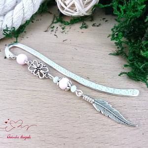 Rózsaszín toll könyvjelző  - könyv & zene - könyvjelző - Meska.hu