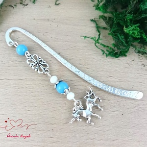 Világoskék unikornis könyvjelző - könyv & zene - könyvjelző - Meska.hu