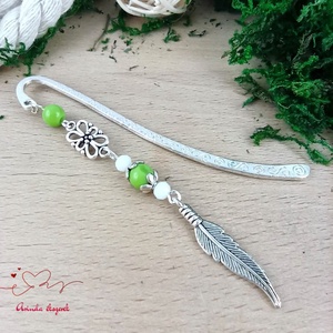 Zöld toll könyvjelző , Könyv & Zene, Könyvjelző, Ékszerkészítés, Gyöngyfűzés, gyöngyhímzés, MESKA