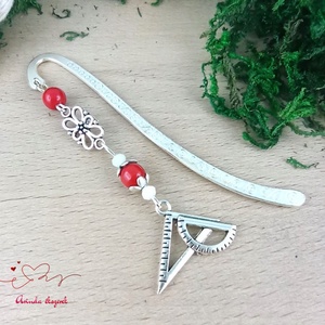 Piros vonalzó könyvjelző , Könyv & Zene, Könyvjelző, Ékszerkészítés, Gyöngyfűzés, gyöngyhímzés, MESKA