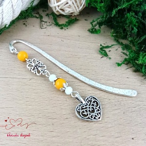 Sárga szív könyvjelző  - könyv & zene - könyvjelző - Meska.hu