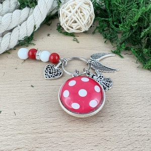 Piros pöttyös kétoldalas üveglencsés kulcstartó táskadísz  - táska & tok - kulcstartó & táskadísz - táskadísz - Meska.hu