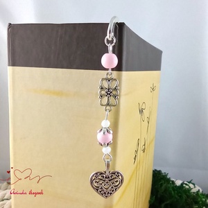 Rózsaszín szív könyvjelző  - könyv & zene - könyvjelző - Meska.hu