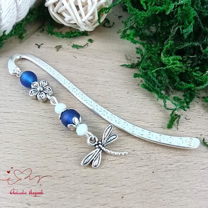 Sötétkék szitakötő könyvjelző  - könyv & zene - könyvjelző - Meska.hu