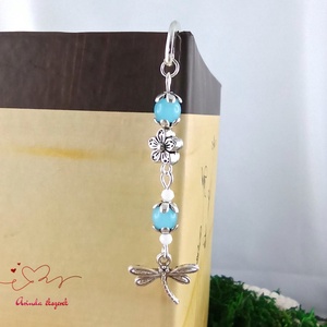 Világoskék szitakötő könyvjelző  - könyv & zene - könyvjelző - Meska.hu