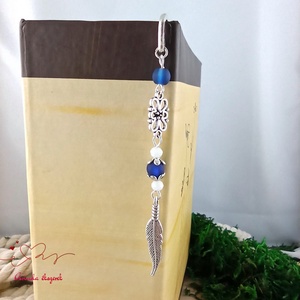 Sötétkék toll könyvjelző  - könyv & zene - könyvjelző - Meska.hu