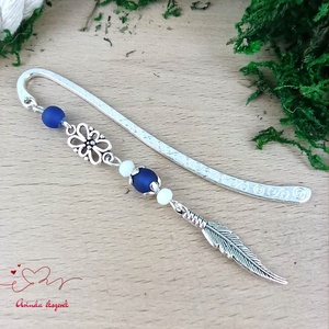 Sötétkék toll könyvjelző  - könyv & zene - könyvjelző - Meska.hu