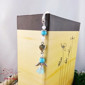 Angyal könyvjelző világoskék gyöngyökkel - meghitt karácsonyi ajándék könyvszeretőknek - könyv & zene - könyvjelző - Meska.hu