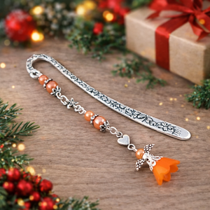 Angyal könyvjelző narancssárga gyöngyökkel - meghitt karácsonyi ajándék könyvszeretőknek - könyv & zene - könyvjelző - Meska.hu