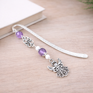 Angyalkás könyvjelző pedagógusnapra - kedves ajándék tanároknak és óvónőknek lila színben, Könyv & Zene, Könyvjelző, Ékszerkészítés, Gyöngyfűzés, gyöngyhímzés, MESKA