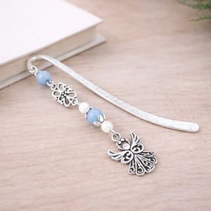 Angyalkás könyvjelző pedagógusnapra - kedves ajándék tanároknak és óvónőknek szürke színben, Könyv & Zene, Könyvjelző, Ékszerkészítés, Gyöngyfűzés, gyöngyhímzés, MESKA