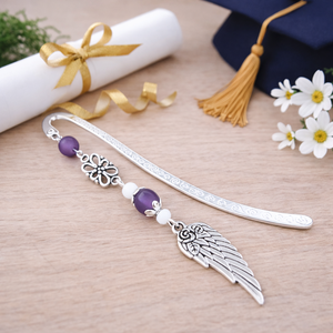 Angyalszárnyas könyvjelző - évzáró ajándék ballagásra, év végi köszönetként lila színben, Könyv & Zene, Könyvjelző, Ékszerkészítés, Gyöngyfűzés, gyöngyhímzés, MESKA