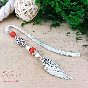 Angyalszárnyas könyvjelző - évzáró ajándék ballagásra, év végi köszönetként piros színben - könyv & zene - könyvjelző - Meska.hu