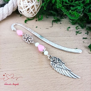 Angyalszárnyas könyvjelző - évzáró ajándék ballagásra, év végi köszönetként rózsaszín színben - könyv & zene - könyvjelző - Meska.hu