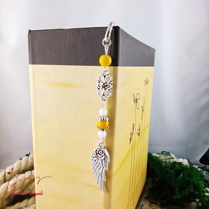 Angyalszárnyas könyvjelző - évzáró ajándék ballagásra, év végi köszönetként citromsárga színben - könyv & zene - könyvjelző - Meska.hu