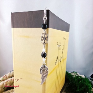 Angyalszárnyas könyvjelző - évzáró ajándék ballagásra, év végi köszönetként fekete színben - könyv & zene - könyvjelző - Meska.hu