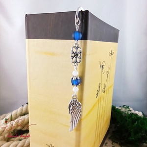 Angyalszárnyas könyvjelző - évzáró ajándék ballagásra, év végi köszönetként sötétkék színben - könyv & zene - könyvjelző - Meska.hu