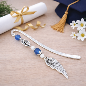 Angyalszárnyas könyvjelző - évzáró ajándék ballagásra, év végi köszönetként sötétkék színben - Meska.hu