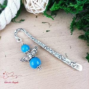 Anyák napi ásvány angyal könyvjelző kék acháttal - szeretettel készült ajándék édesanyáknak - könyv & zene - könyvjelző - Meska.hu