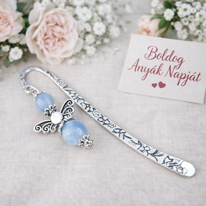 Anyák napi ásvány angyal könyvjelző akvamarinnal - szeretettel készült ajándék édesanyáknak, Könyv & Zene, Könyvjelző, Ékszerkészítés, Gyöngyfűzés, gyöngyhímzés, MESKA