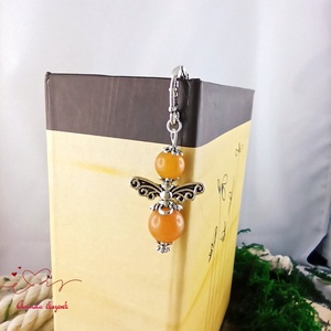 Anyák napi ásvány angyal könyvjelző narancs aventurinnal - szeretettel készült ajándék édesanyáknak - könyv & zene - könyvjelző - Meska.hu