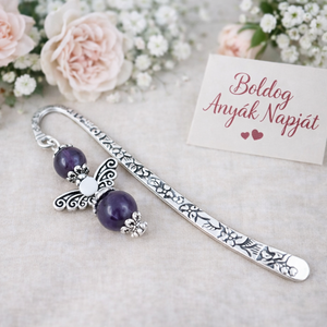 Anyák napi ásvány angyal könyvjelző ametiszttel - szeretettel készült ajándék édesanyáknak - Meska.hu
