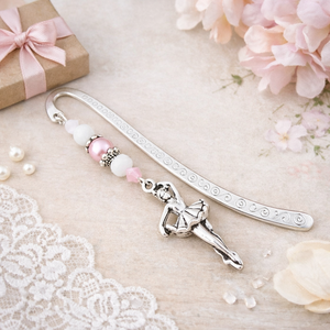 Balerina könyvjelző rózsaszín-fehér gyöngyökkel � elegáns ajándék táncosoknak, balett rajongóknak, Könyv & Zene, Könyvjelző, Ékszerkészítés, Gyöngyfűzés, gyöngyhímzés, MESKA