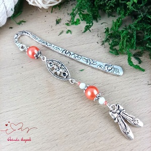 Balettcipő könyvjelző narancs-fehér gyöngyökkel � elegáns ajándék táncosoknak, balett rajongóknak - könyv & zene - könyvjelző - Meska.hu