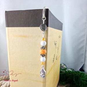 Buddha fejes ásvány könyvjelző � nyugalmat árasztó, kézzel készült ajándék olvasóknak halványsárga gyöngyökkel - könyv & zene - könyvjelző - Meska.hu