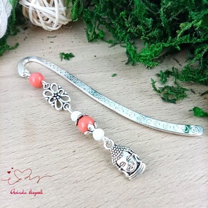 Buddha fejes ásvány könyvjelző � nyugalmat árasztó, kézzel készült ajándék olvasóknak narancs gyöngyökkel - könyv & zene - könyvjelző - Meska.hu