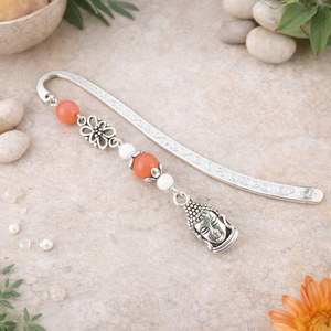 Buddha fejes ásvány könyvjelző � nyugalmat árasztó, kézzel készült ajándék olvasóknak narancs gyöngyökkel - Meska.hu