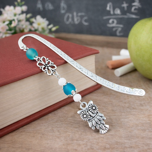 Bagoly könyvjelző türkiz gyöngyökkel � kézműves ajándék olvasóknak és tanároknak, Könyv & Zene, Könyvjelző, Ékszerkészítés, Gyöngyfűzés, gyöngyhímzés, MESKA